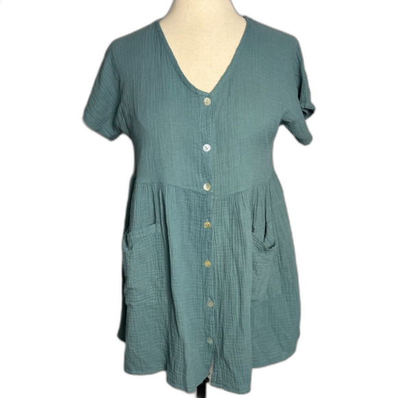 Camille & Co. Mini Dress or Babydoll Top, Short Sleeves, Gauzy 100% Cotton 2/$25 - Picture 1 of 13